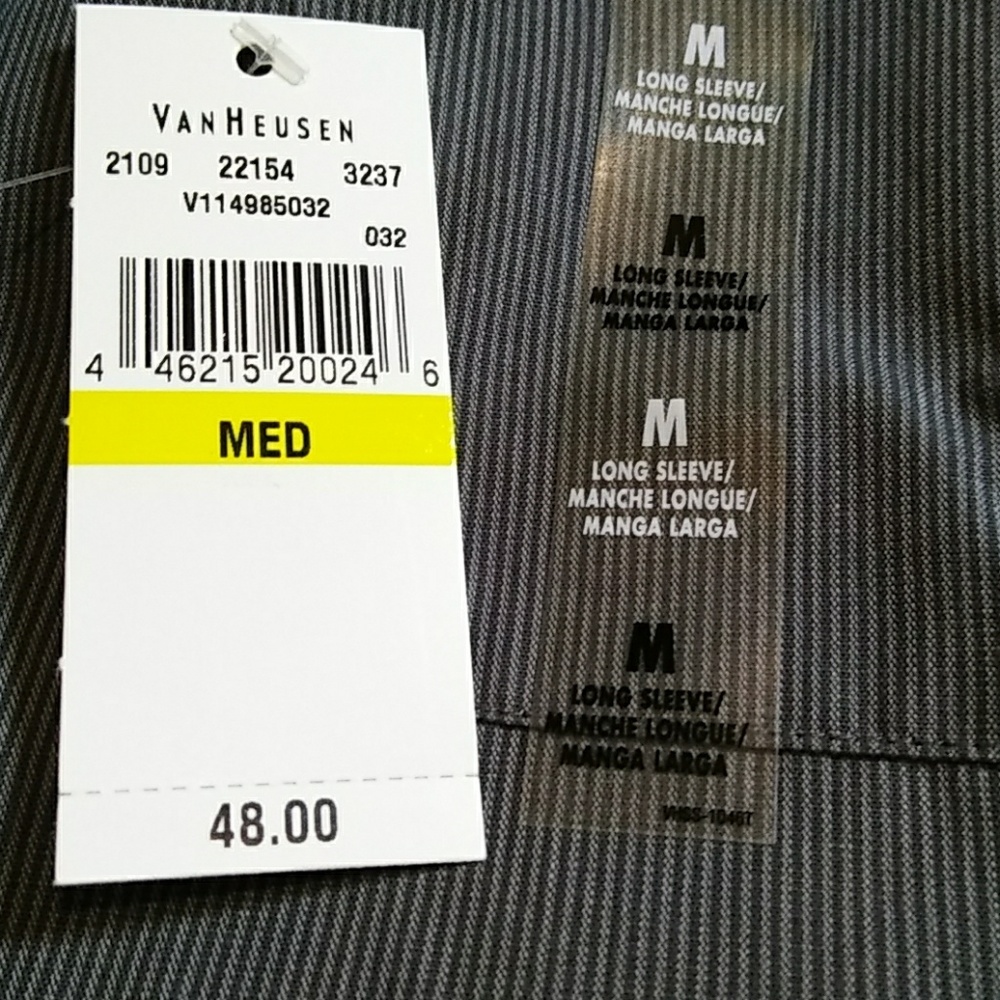 Van Heusen Men's Long Sleeve Dress Shirt in Charcoal Pinstripe
